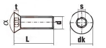 UNI 5933 Болт с потайной головкой и шестигранным приводом (~DIN 7991)