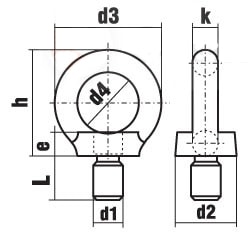 DIN 580 Рым-болт ( аналог ГОСТ 4751-73, ISO 3266)