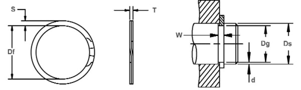 Кольцо стопорное DCR спиральное осевое наружное