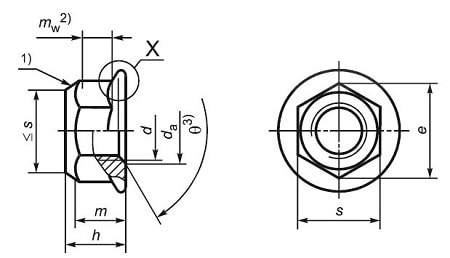 DIN 6927 / EN 1664 Гайка шестигранная самостопорящаяся цельнометаллическая с фланцем