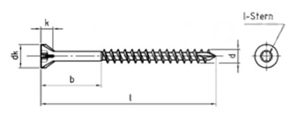 Саморез для деревянных полов, с потайной головкой и зенкующими рёбрами, шлиц Torx