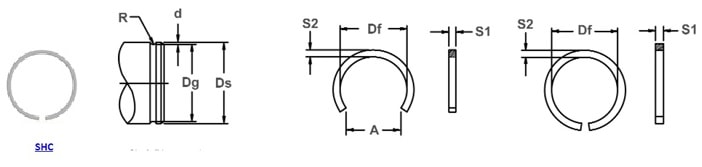 Кольцо стопорное SHC/SHO концентрическое осевое наружное (дюймовое)