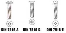 DIN 7516 Винт резьбонарезающий с крестообразным шлицем 