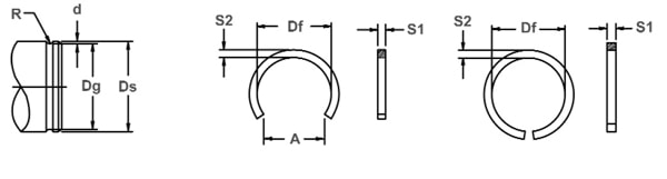 Кольцо стопорное SLC/SLO концентрическое осевое наружное (дюймовое)