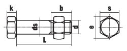 DIN 7990 / MU Болт с шестигранной головкой для стальных конструкций, с гайкой