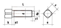 DIN 479 Винт установочный с квадратной головкой и цилиндрическим концом