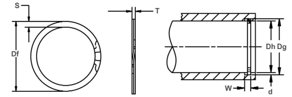 Кольцо стопорное DKR спиральное осевое внутреннее