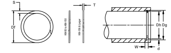 Кольцо стопорное KM спиральное осевое внутреннее (дюймовое)